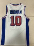 Maillot de Basket #10 Rodman Pistons M&N Blanc